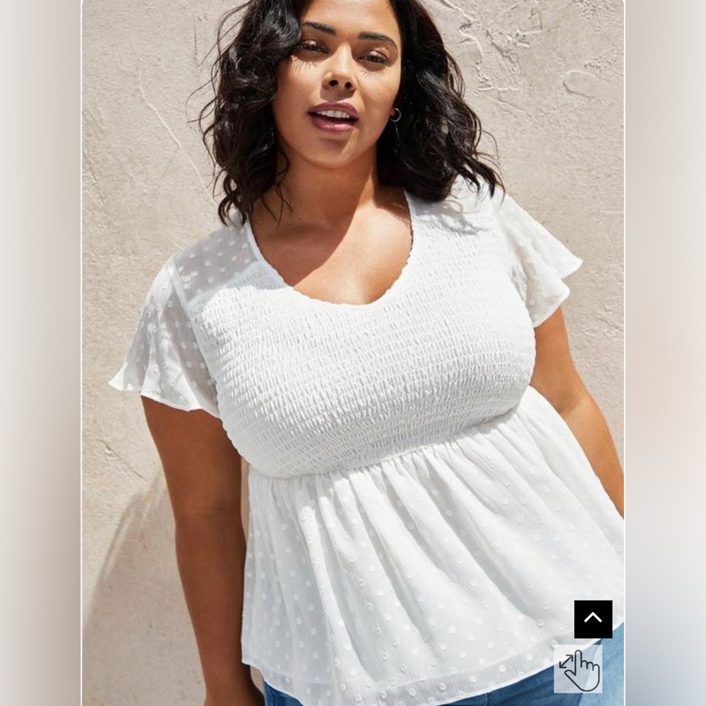 Torrid Peplum Chiffon Clip Dot Smocked Blouse